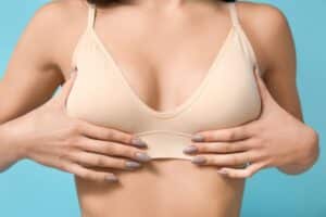 Close up of woman's breasts after breast augmentation in Savannah, GA
